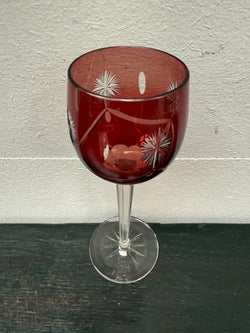 Pair Vintage Bohemian Cobalt & Ruby Wine Glasses | Antique & Vintage | Moonee Ponds Antiques | Australia Wide Delivery