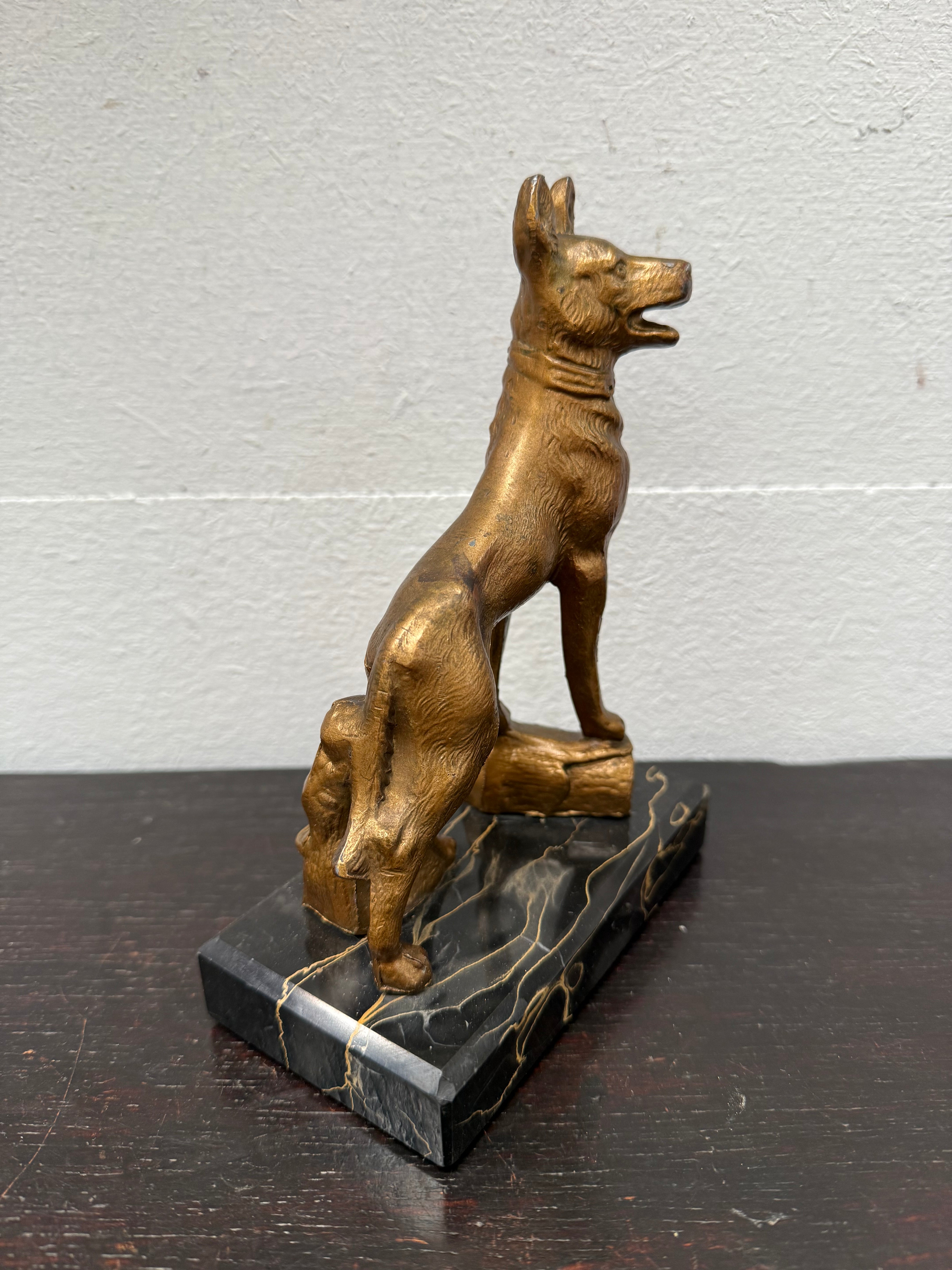 Art Deco Gilt Cast Metal German Shepherd