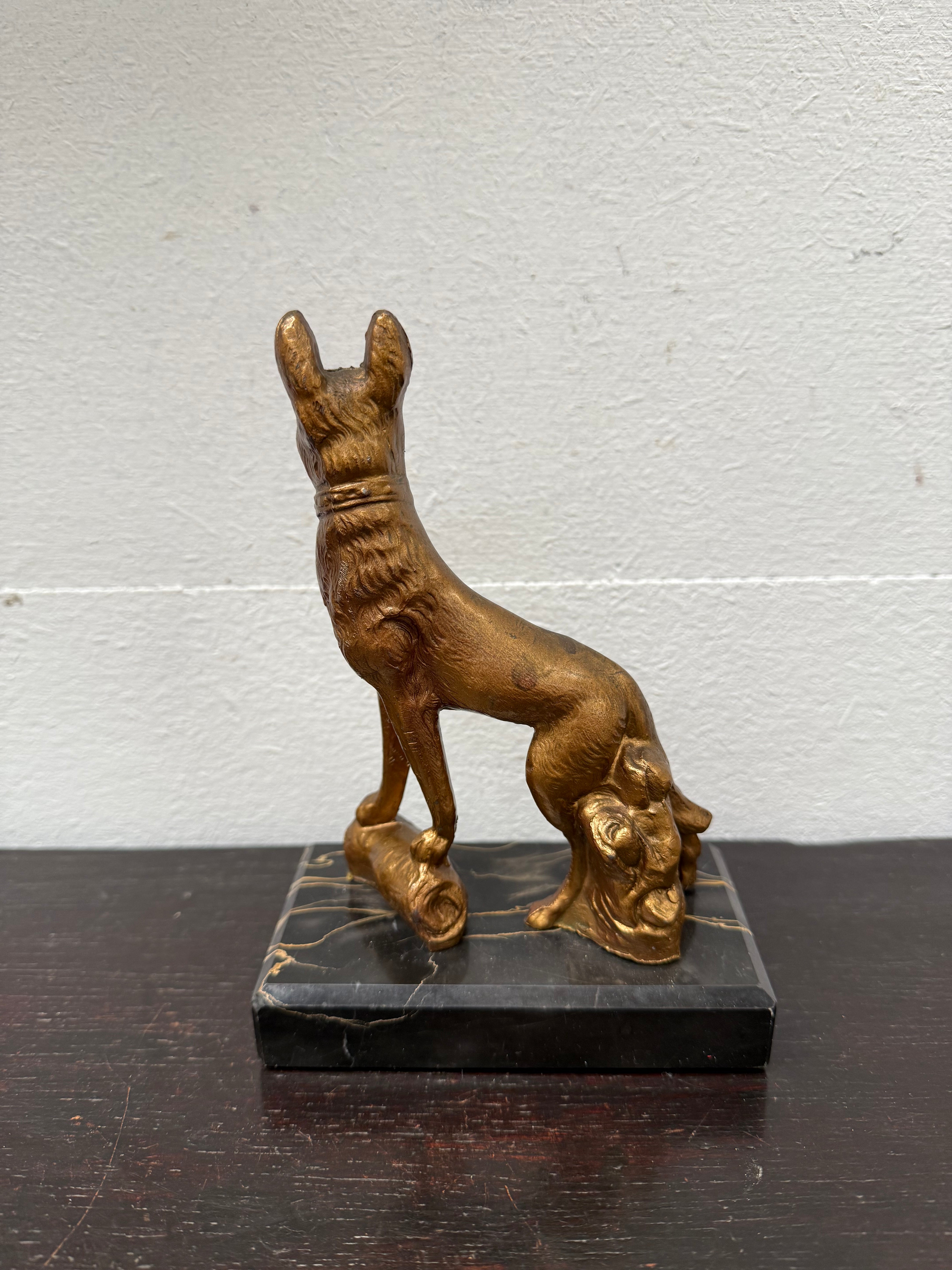 Art Deco Gilt Cast Metal German Shepherd | Antique & Vintage | Moonee Ponds Antiques | Australia Wide Delivery