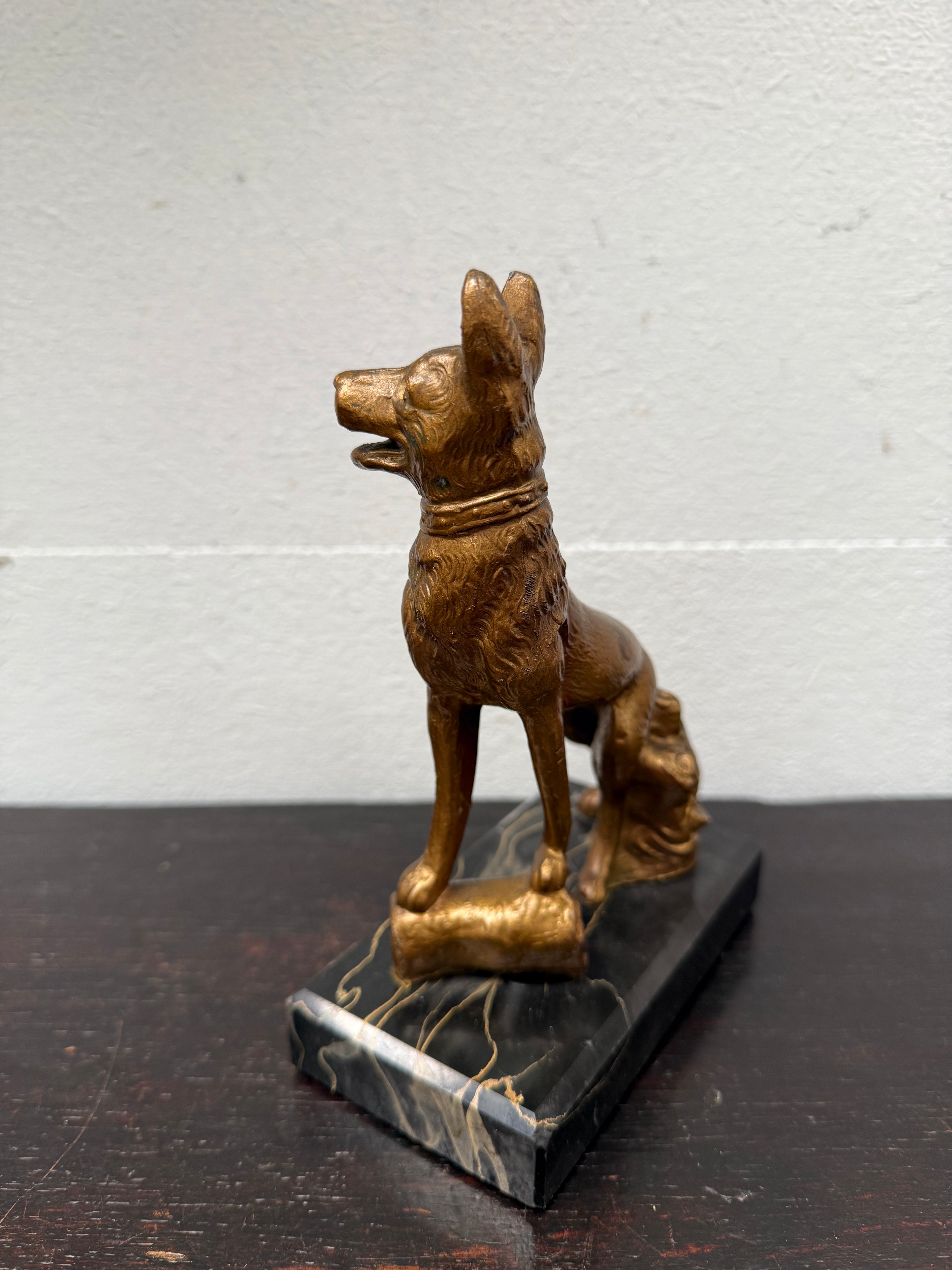 Art Deco Gilt Cast Metal German Shepherd | Antique & Vintage | Moonee Ponds Antiques | Australia Wide Delivery