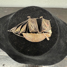 Antique Silver (900) Filigree Sailing Ship
