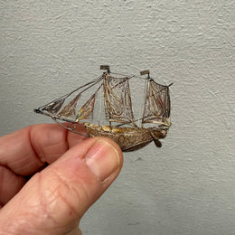 Antique Silver (900) Filigree Sailing Ship