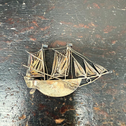 Antique Silver (900) Filigree Sailing Ship