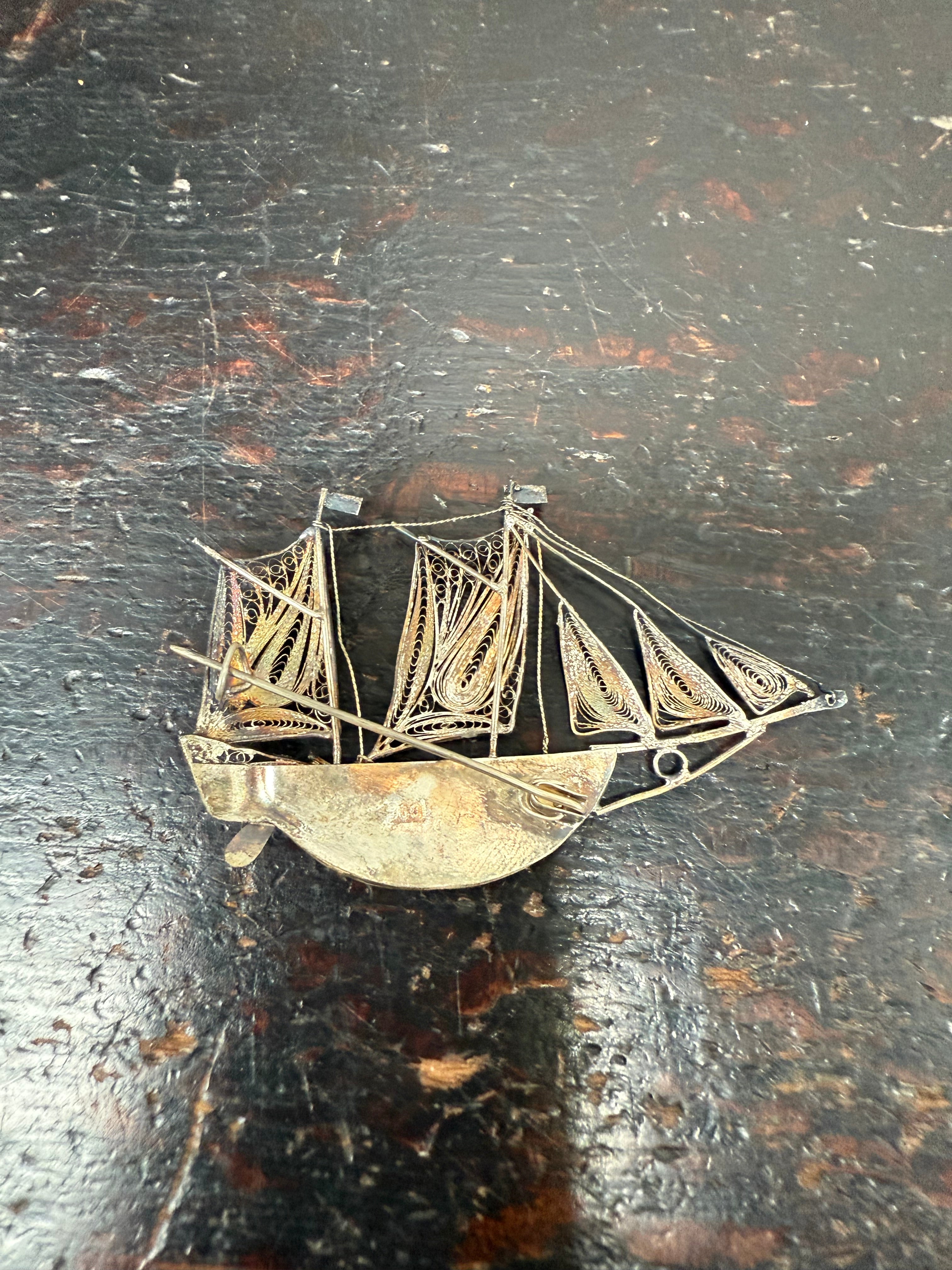 Antique Silver (900) Filigree Sailing Ship | Antique & Vintage | Moonee Ponds Antiques | Australia Wide Delivery