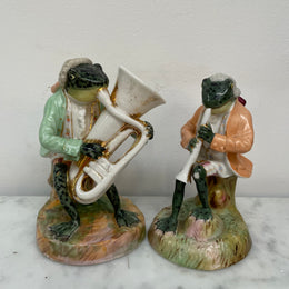 Rare Pair Of Sitzendorf Dresden Frog Musicians
