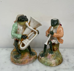 Rare Pair Of Sitzendorf Dresden Frog Musicians | Antique & Vintage | Moonee Ponds Antiques | Australia Wide Delivery
