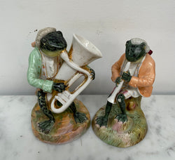 Rare Pair Of Sitzendorf Dresden Frog Musicians | Antique & Vintage | Moonee Ponds Antiques | Australia Wide Delivery