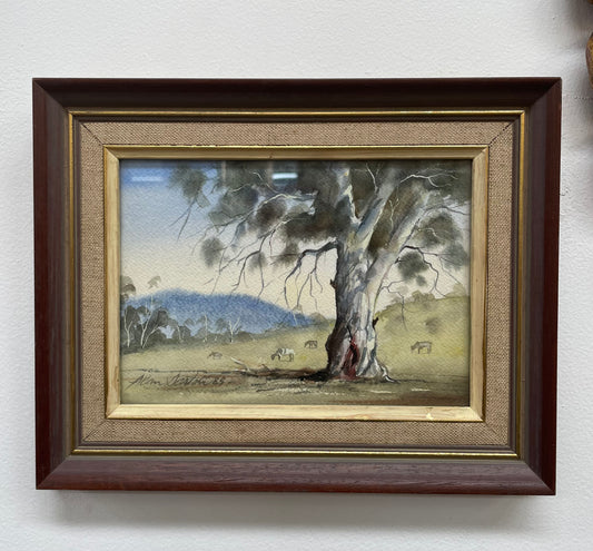 Original Framed Watercolor of Country Landscape Signed