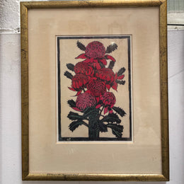 Vibrant Framed Waratah Floral Print by Margaret Preston