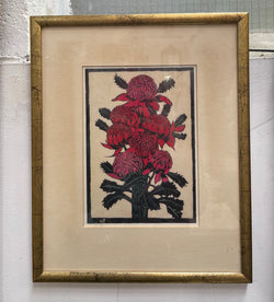 Vibrant Framed Waratah Floral Print by Margaret Preston | Antique & Vintage | Moonee Ponds Antiques | Australia Wide Delivery
