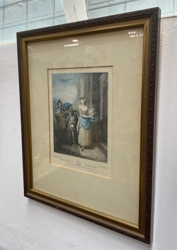 Pretty Vintage Framed Print of Lady & Donkey | Antique & Vintage | Moonee Ponds Antiques | Australia Wide Delivery