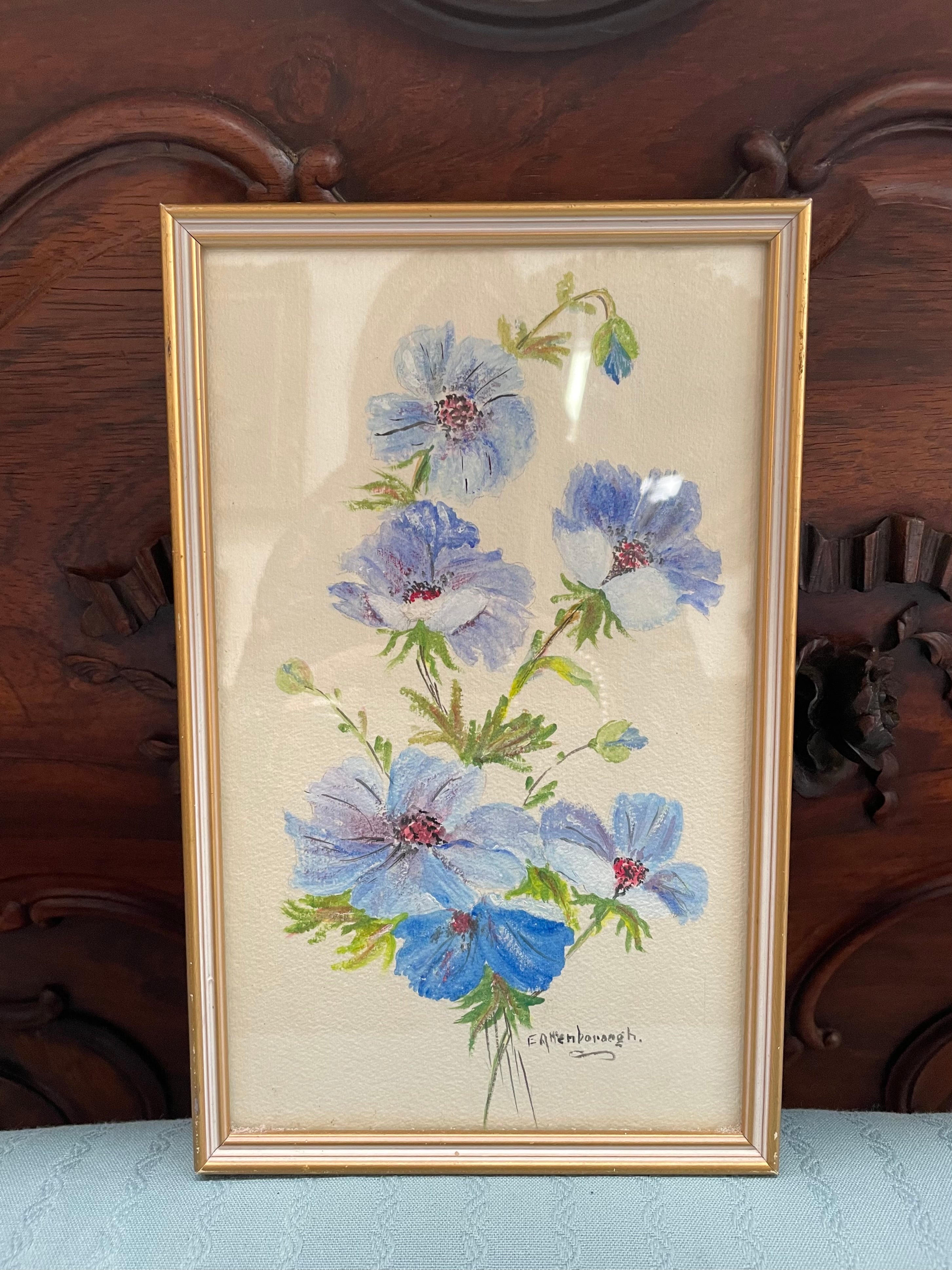 Charming Framed & Signed Floral Watercolor | Antique & Vintage | Moonee Ponds Antiques | Australia Wide Delivery