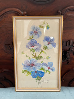 Charming Framed & Signed Floral Watercolor | Antique & Vintage | Moonee Ponds Antiques | Australia Wide Delivery