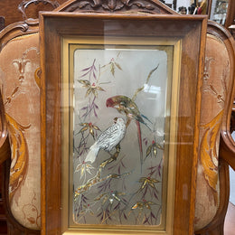 Fabulous Vintage framed Bird Picture on glass