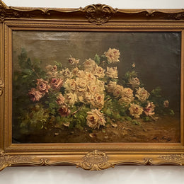 Beautifully French floral oil on canvas by H. Martins framed in a beautiful ornate decorative gilt frame. Sourced from France and is in good original detailed condition.