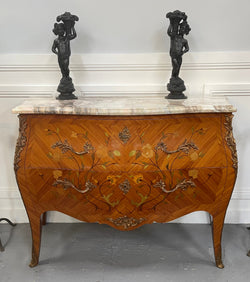 Stunning French Louis XV Style Kingwood Marquetry Inlaid Two Drawer Commode | Antique & Vintage | Moonee Ponds Antiques | Australia Wide Delivery