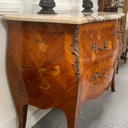 Stunning French Louis XV Style Kingwood Marquetry Inlaid Two Drawer Commode