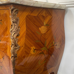 Stunning French Louis XV Style Kingwood Marquetry Inlaid Two Drawer Commode