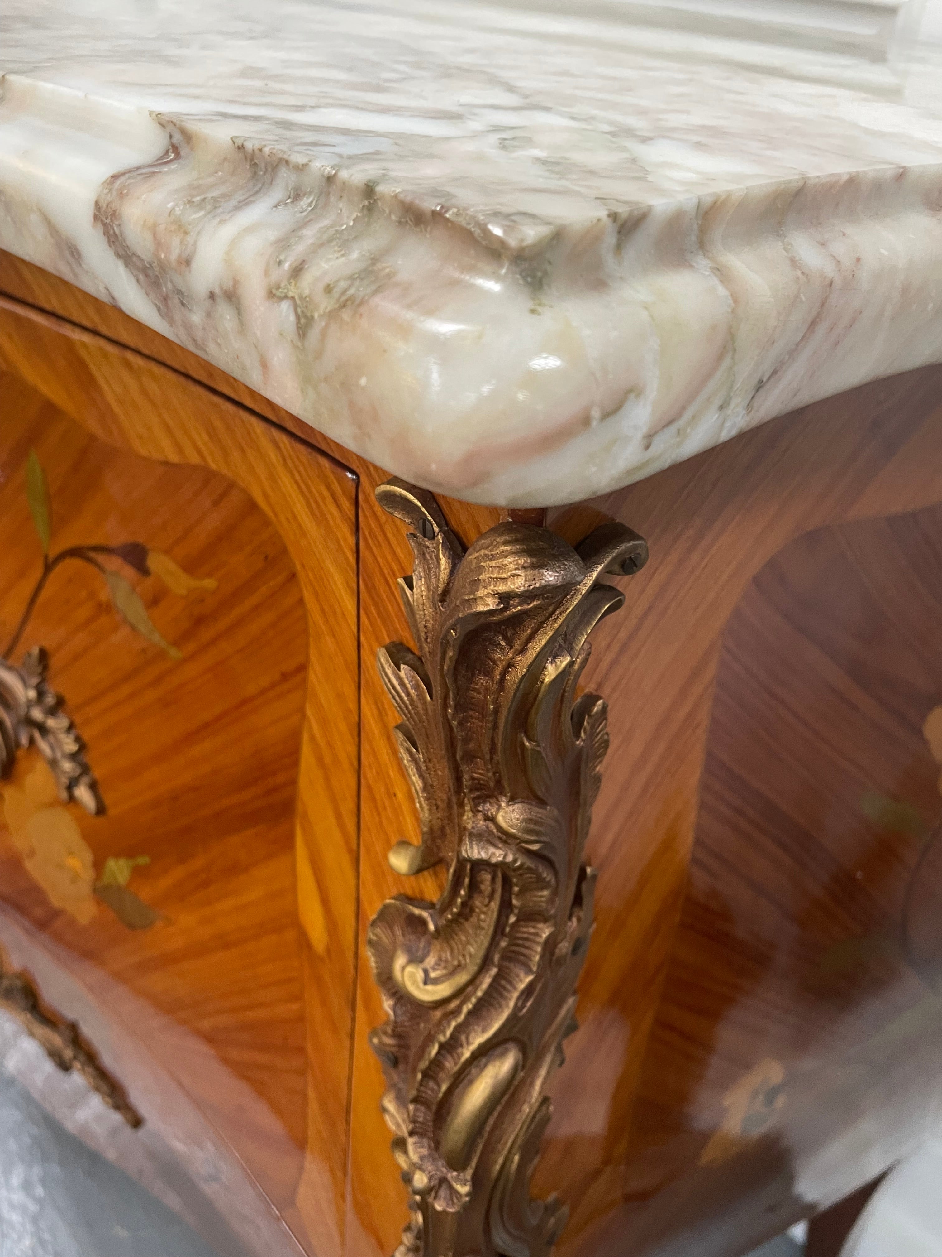 Stunning French Louis XV Style Kingwood Marquetry Inlaid Two Drawer Commode | Antique & Vintage | Moonee Ponds Antiques | Australia Wide Delivery