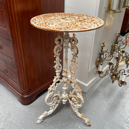 Richly Decorated Cast Iron Garden Table / Pedestal