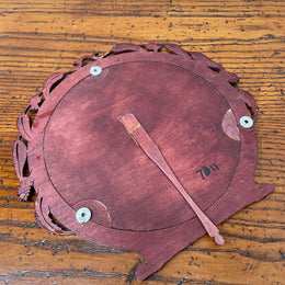 Vintage Australian Timber Round Picture Frame Featuring Carved Flowering Gum Leaves