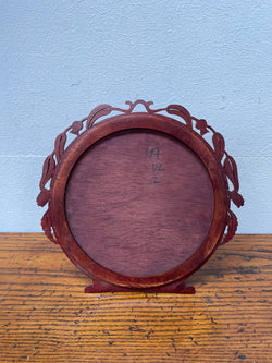 Vintage Australian Timber Round Picture Frame Featuring Carved Flowering Gum Leaves | Antique & Vintage | Moonee Ponds Antiques | Australia Wide Delivery