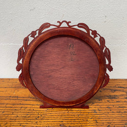 Vintage Australian Timber Round Picture Frame Featuring Carved Flowering Gum Leaves