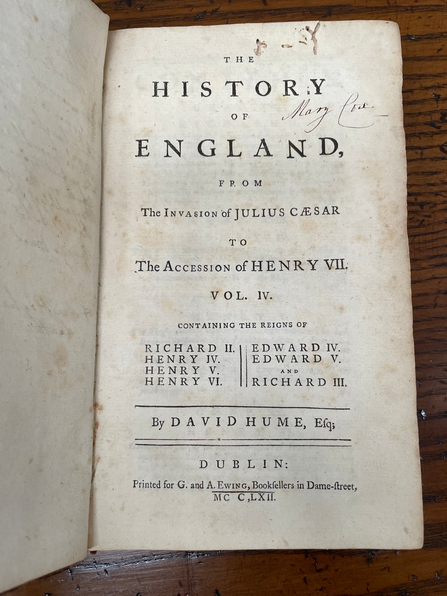 Antique Book "Humes History of England"