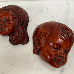 Pair of Hand Made German Wall Masks  'Achatit'