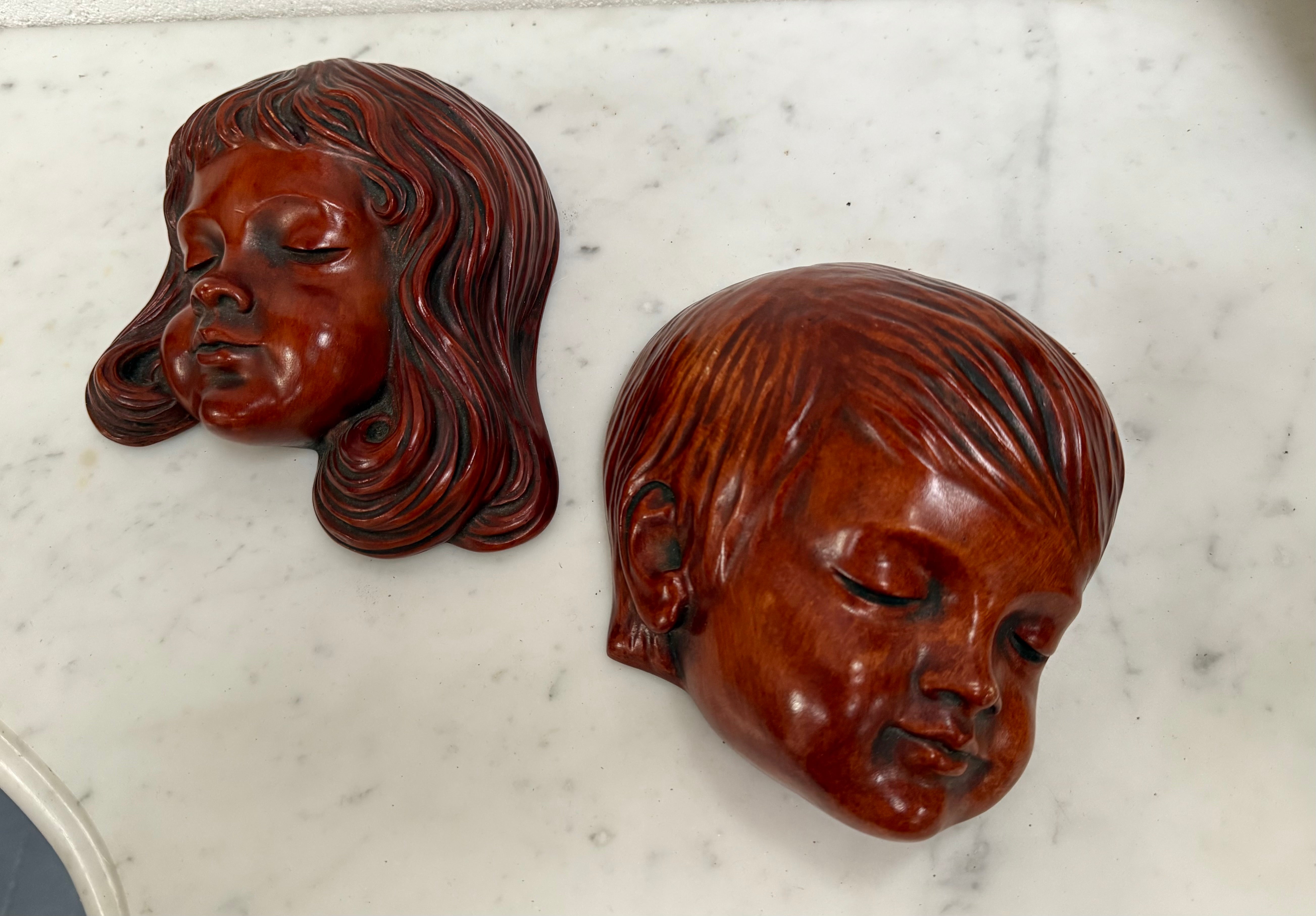 Pair of Hand Made German Wall Masks 'Achatit'