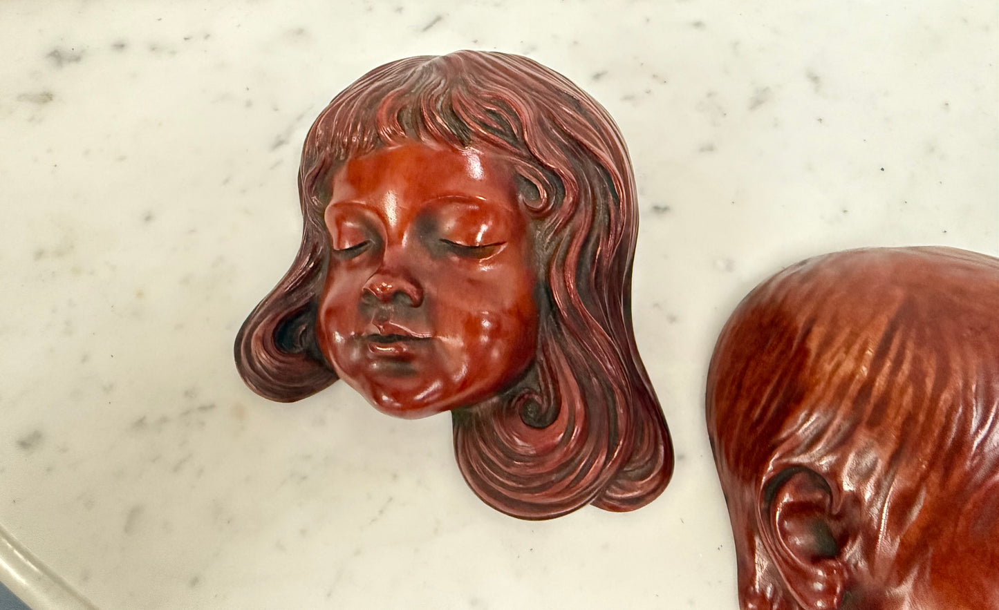 Pair of Hand Made German Wall Masks  'Achatit'