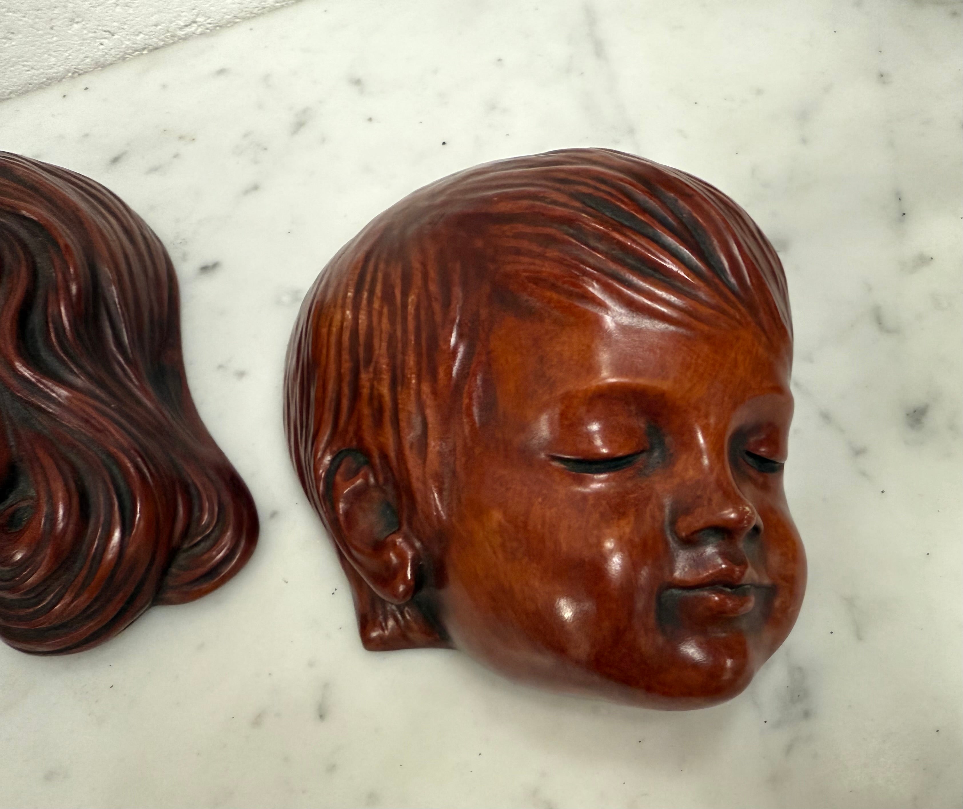 Pair of Hand Made German Wall Masks 'Achatit' | Antique & Vintage | Moonee Ponds Antiques | Australia Wide Delivery