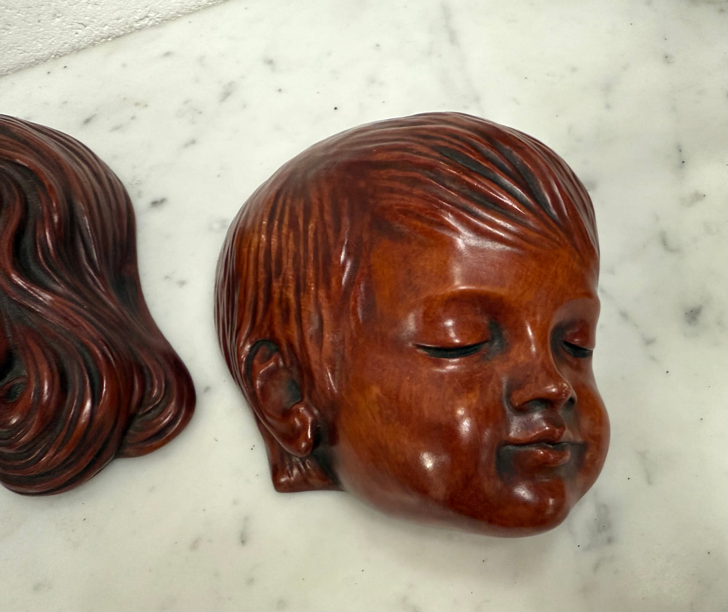 Pair of Hand Made German Wall Masks  'Achatit'