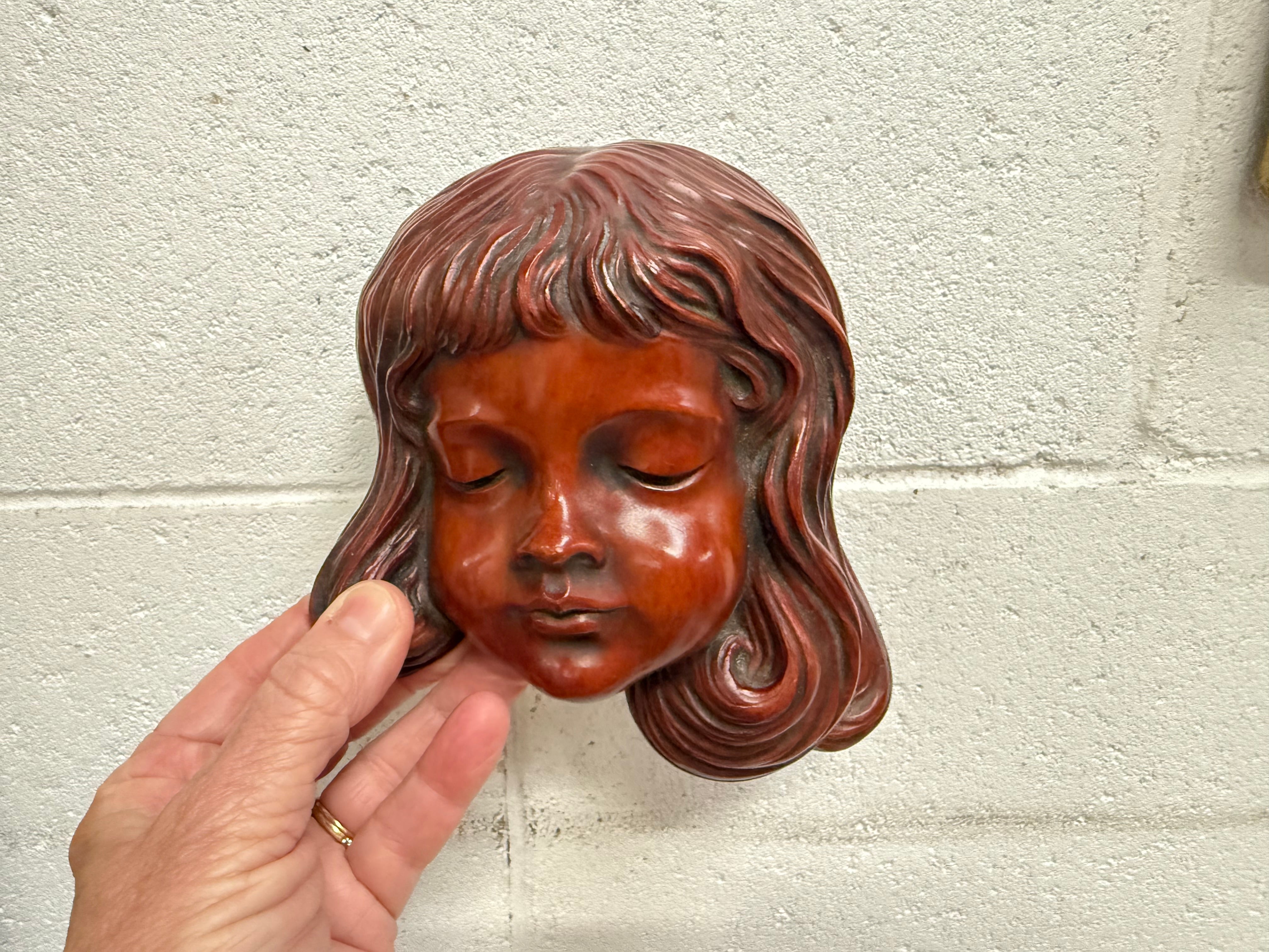 Pair of Hand Made German Wall Masks 'Achatit' | Antique & Vintage | Moonee Ponds Antiques | Australia Wide Delivery