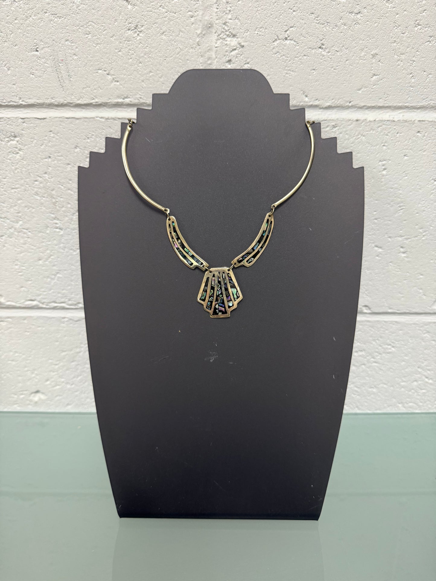 Vintage Mexican Choker Alpaca Silver & Abalone