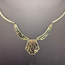 Vintage Mexican Choker Alpaca Silver & Abalone
