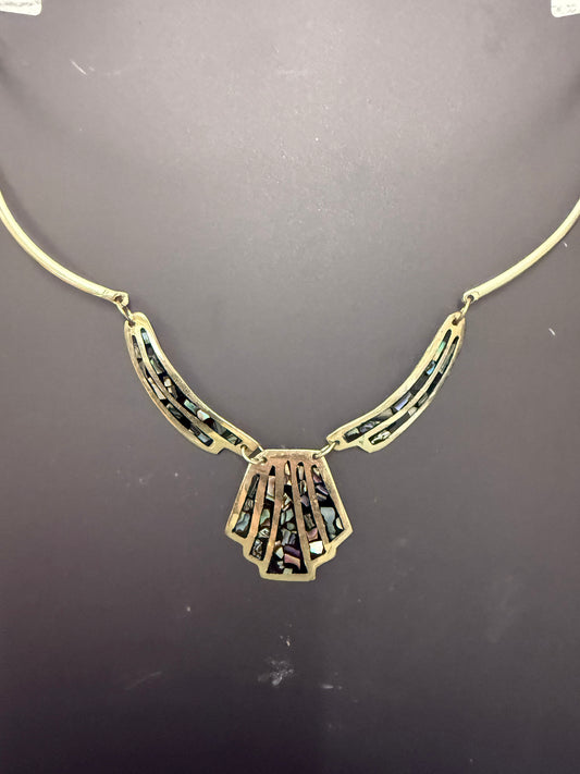 Vintage Mexican Choker Alpaca Silver & Abalone