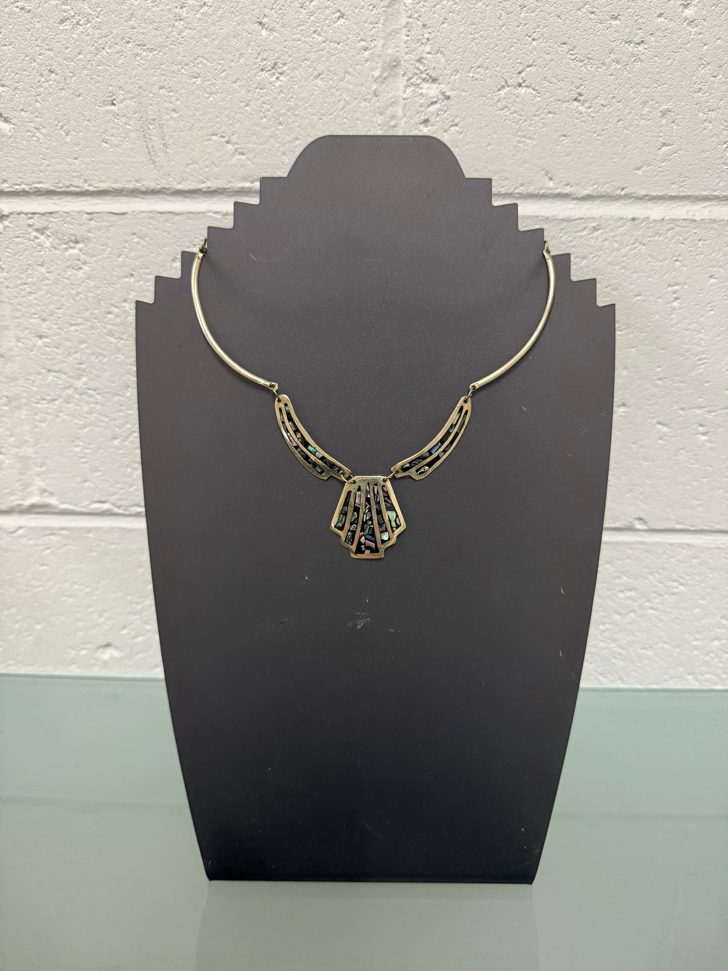 Vintage Mexican Choker Alpaca Silver & Abalone