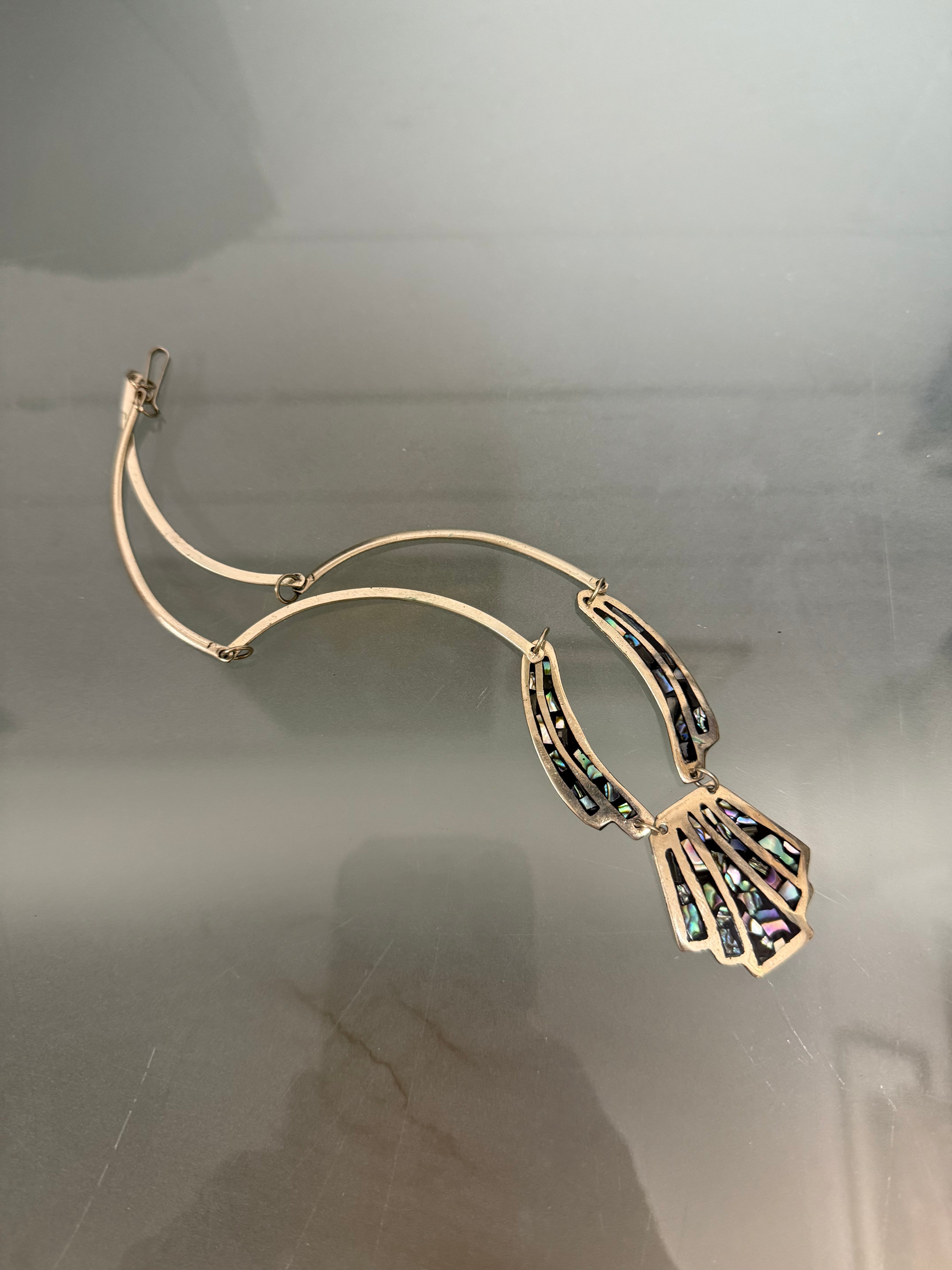 Vintage Mexican Choker Alpaca Silver & Abalone