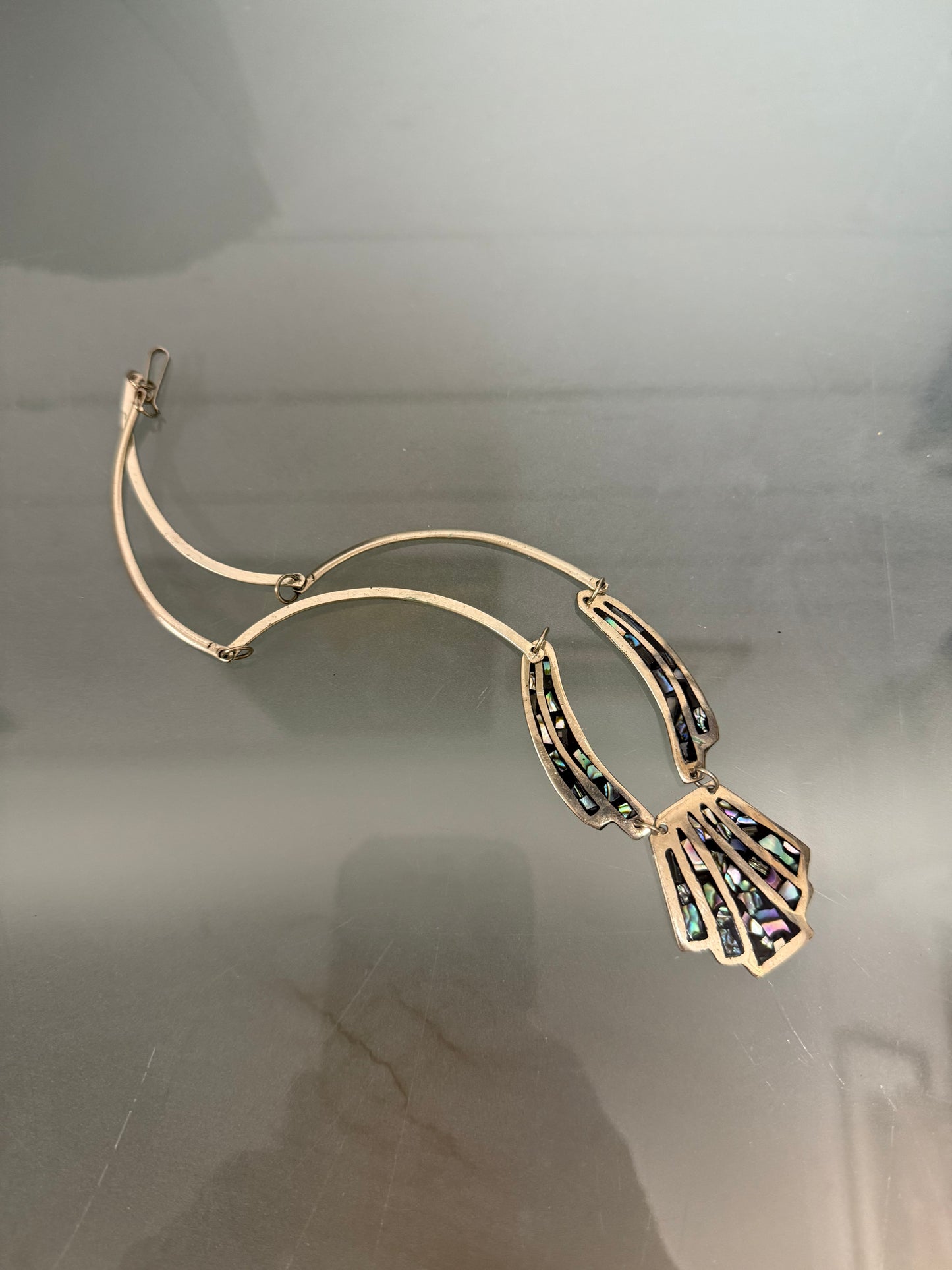 Vintage Mexican Choker Alpaca Silver & Abalone