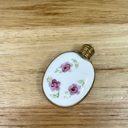 Antique Hand Blown Hand Painted Milk Glass Scent Bottle