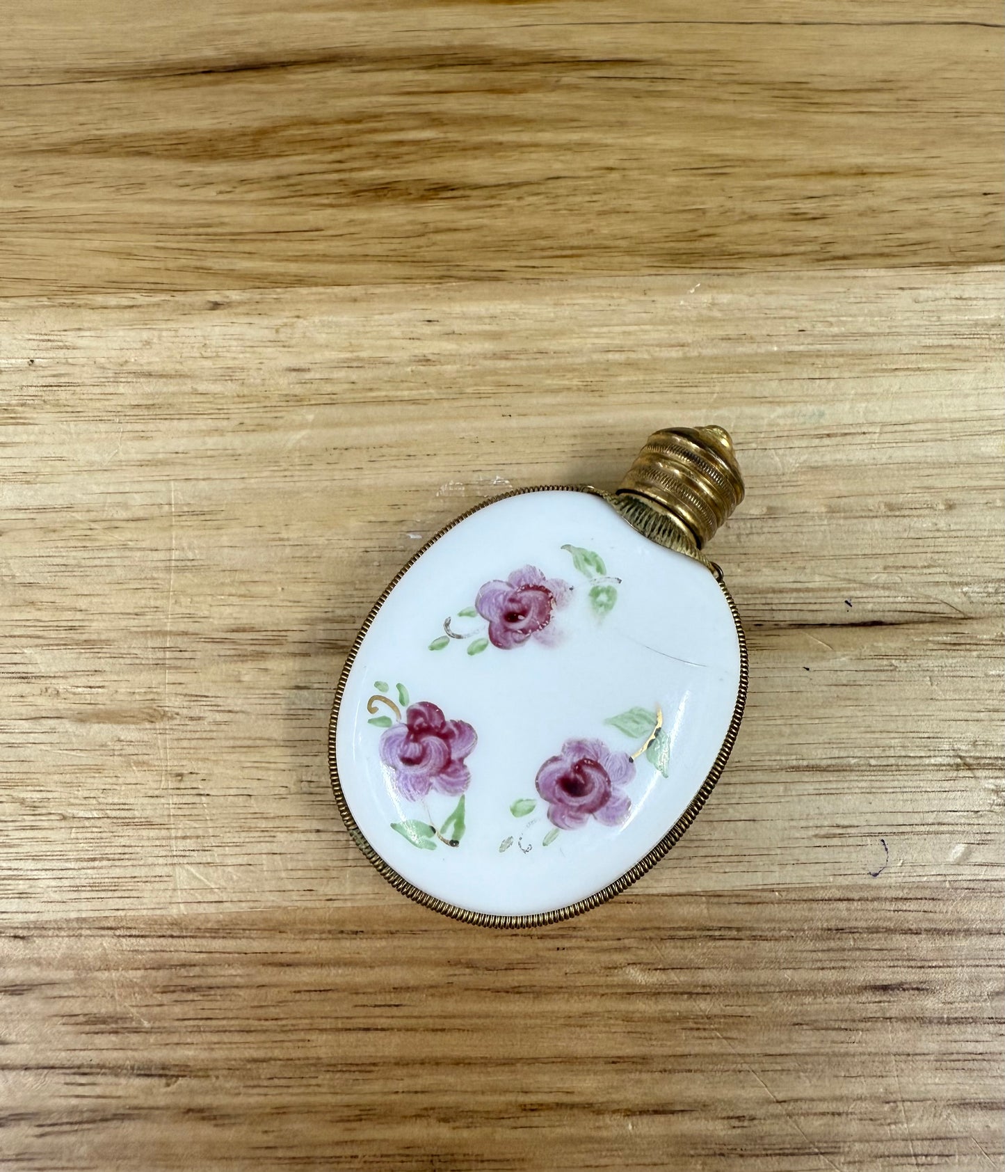 Antique Hand Blown Hand Painted Milk Glass Scent Bottle