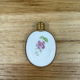 Antique Hand Blown Hand Painted Milk Glass Scent Bottle