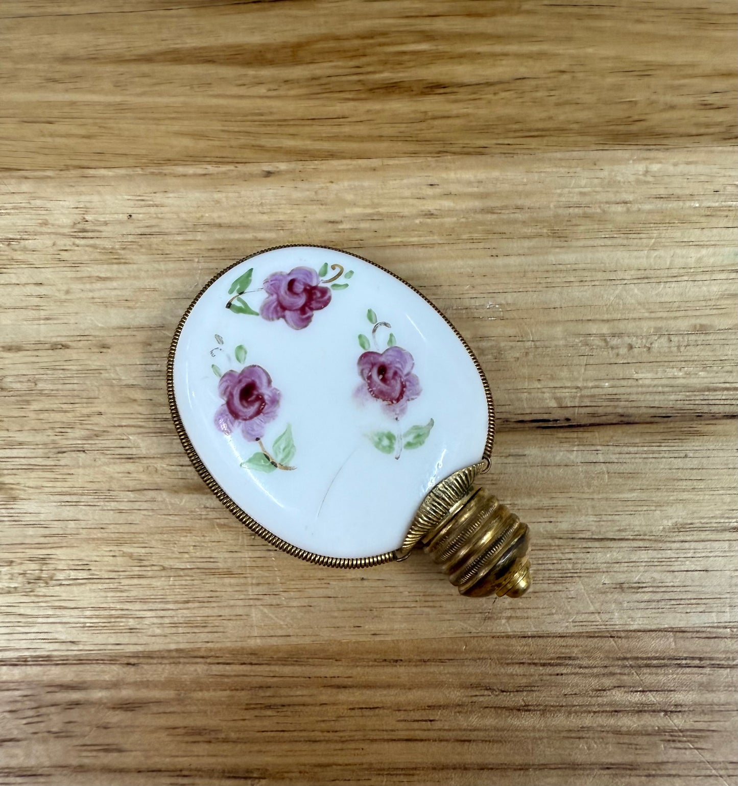 Antique Hand Blown Hand Painted Milk Glass Scent Bottle