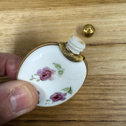 Antique Hand Blown Hand Painted Milk Glass Scent Bottle