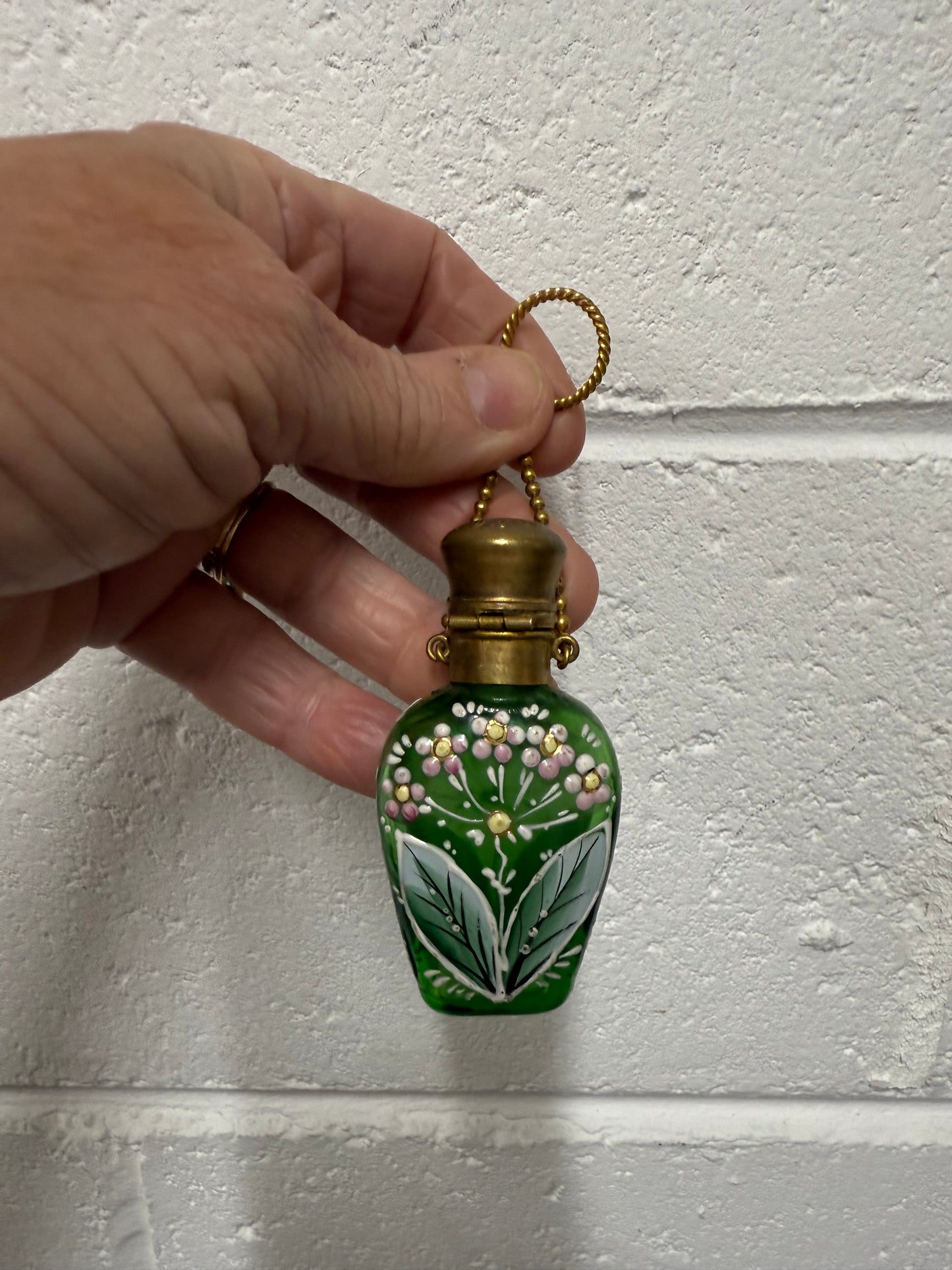Antique Enamel Hand Painted Perfume / Scent Bottle