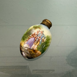 Antique Hand Painted Ceramic Perfume / Scent Bottle