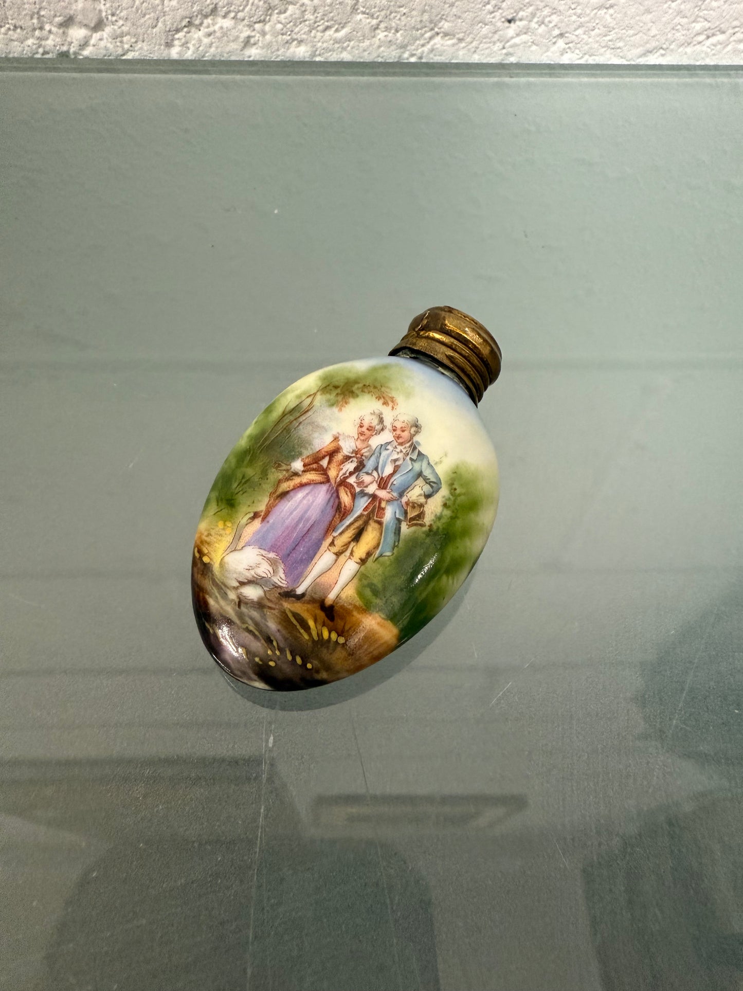 Antique Hand Painted Ceramic Perfume / Scent Bottle