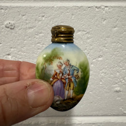 Antique Hand Painted Ceramic Perfume / Scent Bottle