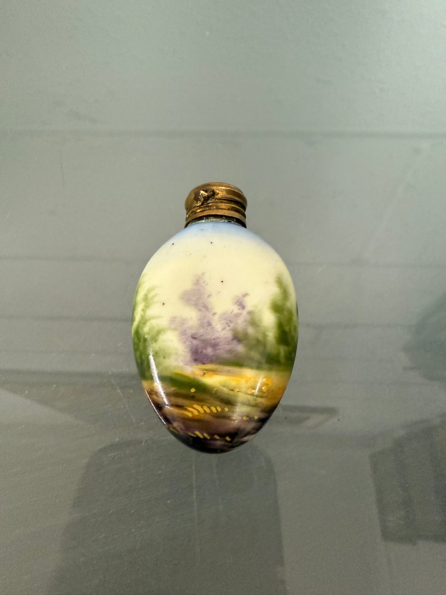 Antique Hand Painted Ceramic Perfume / Scent Bottle